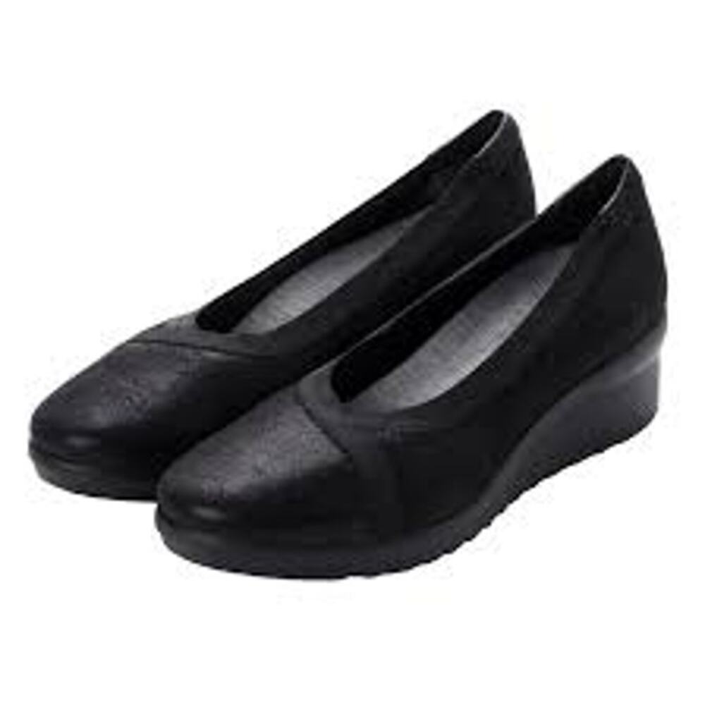 Clarks Women's Black Wedge Slip On  Cloudsteppers Caddell Dash Sz 8.5
